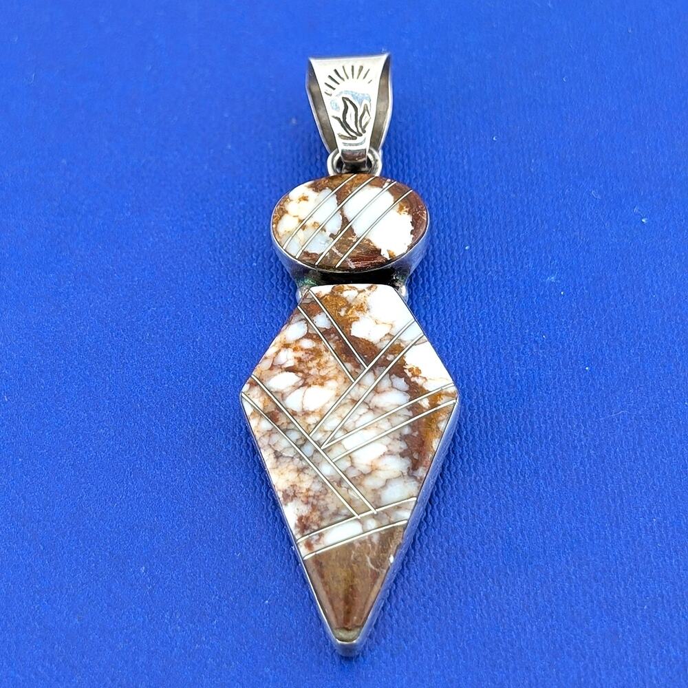 Signed Sterling Silver Wild Horse Jasper Pedant-8.4g